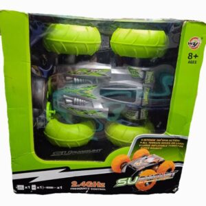 CARRO DE CONTROLE WY SURMOUNT 0933 2.4GHZ COM RODAS INFLÁVEIS PARA SALTOS - CINZA E VERDE