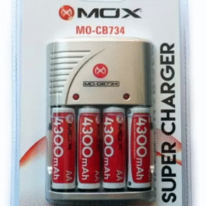 CARREGADOR MOX MO CB734 COM 04 PILHAS AA 4300 MAH