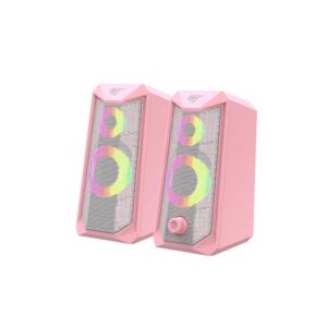CAIXA DE SOM GAMER HAVIT, LED RGB, 5W RMS, P2, USB, ROSA QUARTZ - SK202