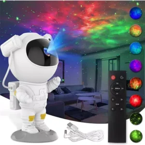LUMINÁRIA ASTRONAUTA PROJETOR LUZ GALÁXIA NEBULOSA ESTRELAS COR DA ESTRUTURA BRANCO VOLTAGEM 110V/220V