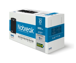 NOBREAK 600VA BIVOLT SMS LITE 4 TOMADAS PRETO