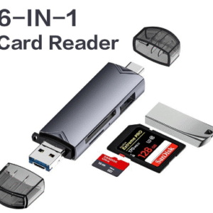 ADAPTADOR 6 EM 1 OTG TIPO C USB3.0 LEITOR DE CARTÕES DE ALTA VELOCIDADE LEITURA SD/TF/USB FLASH DISK