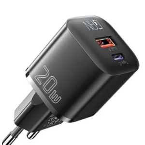 CARREGADOR TURBO 20W USB, USB TYPE C ESSAGER PRETO / BRANCO