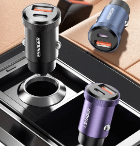 CARREGADOR VEICULAR IN CAR ESSAGER USB TYPE-C 30W PRETO