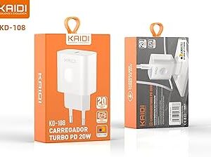 CARREGADOR RAPIDO TURBO USB KAIDI KD-108C 20W