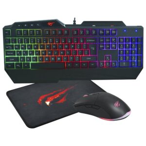 KIT GAMER HAVIT GAMENOTE KB889CM TECLADO + MOUSE + MOUSEPAD / RGB / INGLÊS - PRETO KB889CM
