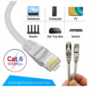 CABO DE INTERNET 3 METROS CAT6 RJ45 CABO REDE E CFTV LE-312