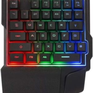 TECLADO GAMER SINGLE HANDED PARA UMA MÃO MULTIMÍDIA COM LEDS RGB E CONEXÃO USB PARA PC NOTEBOOK MAC CELULAR