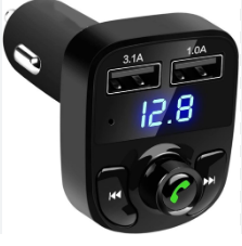 CARREGADOR DE CARRO SEM FIO X8 COMPATÍVEL COM BLUETOOTH LED TRANSMISSOR FM DUPLO USB HANDFREE CARREGAMENTO DE CARRO MP3