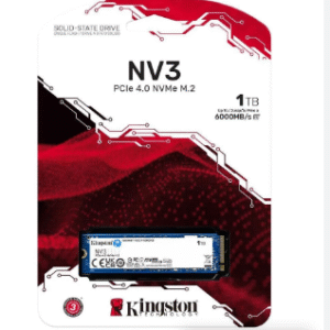 SSD KINGSTON 1TB PADRÃO NV3, M.2 2280 NVME 4.0 GEN 4X4, LEITURA E GRAVAÇÃO: 6000/4000MBPS, ULTRA RÁPIDO - SNV3S/1000G