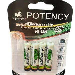 PILHA RECARREGÁVEL AAA 2700 MAH - CARTELA COM 4 UNIDADES - POTENCY