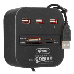 HUB USB 2.0 COM LEITOR DE CARTAO SD E MICRO SD COM 3USB HB-T58