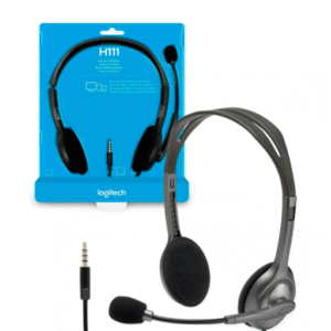 HEADSET COM FIO LOGITECH H111 COM MICROFONE COM REDUÇÃO DE RUÍDO E CONEXÃO 3,5MM - 981-000612