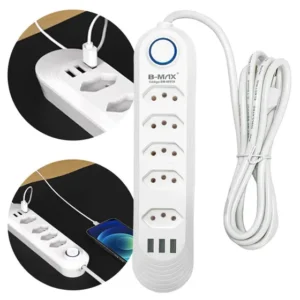 EXTENSAO COM 5 TOMADAS E 3 USB  2 METROS B-MAX BM-8695