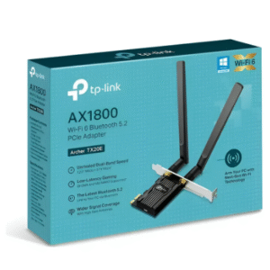 PLACA DE REDE PCI-E ADAPTADOR WI-FI 6 E BLUETOOTH TP-LINK ARCHER TX20E AX1800 COM 2 ANTENAS