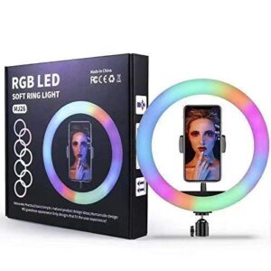 RGB RING LIGHT LED ILUMINADOR 14 POLEGADAS + TRIPÉ 36CM OIH-4905