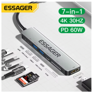 HUB TIPO C ESSAGER 7 EM 1 ES-TA07 HDMI MICRO SD