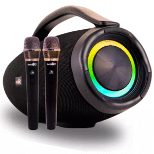 CAIXA DE SOM BLUETOOTH IMENSO X59 PORTÁTIL GRAVE POTENTE 40W PRETO COM 2 MICROFONES SEM FIO