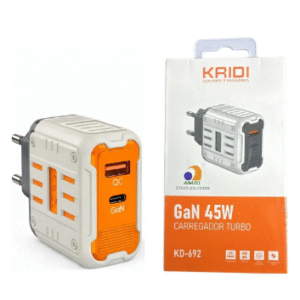 CARREGADOR RÁPIDO USB-C  / USB KAIDI 45W KD-692