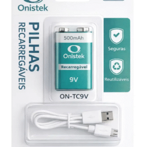BATERIA 9V  RECARREGAVEL via Cabo USB-C   TC9V 500MAH ONISTEK