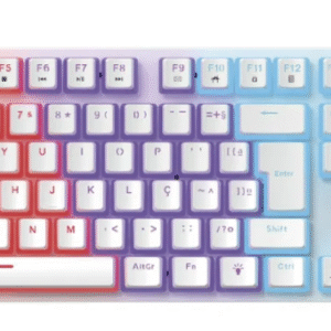 TECLADO MECÂNICO GAMER NINJA LEAP PUDIM, SWITCH BLUE, RAINBOW, ABNT2, FULL SIZE, WHITE, GN-KB-LPFSWPRUAB