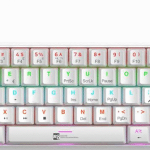 Teclado Mecanico R8 1037, RGB, ABNT2, Switch Azul, Branco, R8-1037WH-RBW-ABNT2